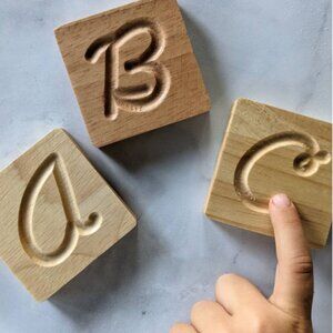 Montessori Cursive Letter Tracing Wooden Alphabet Tile Set, NEW IN BOX